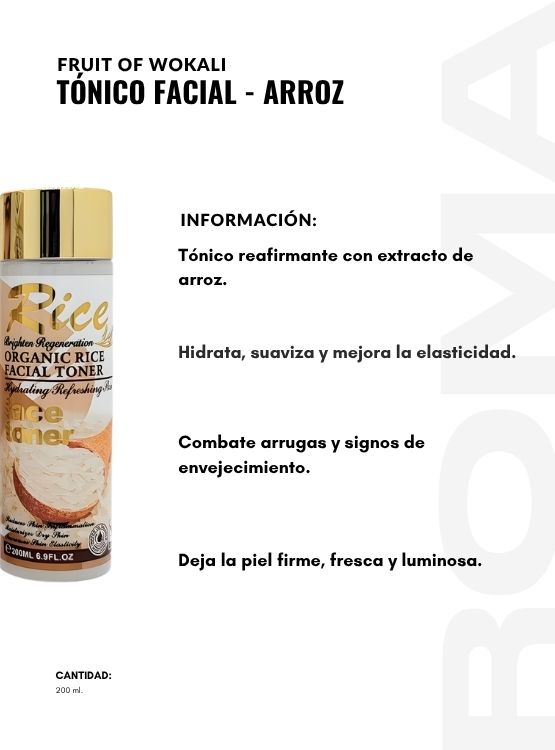 PACK 2 TÓNICO FACIAL EN GEL ARROZ 200ML WOKALI - 2