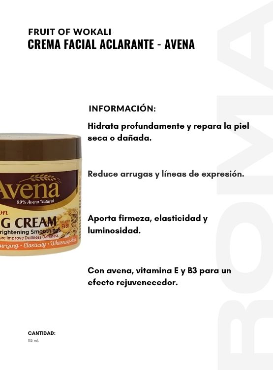 PACK 2 CREMA FACIAL ACLARANTE AVENA 115ML WOKALI - 2