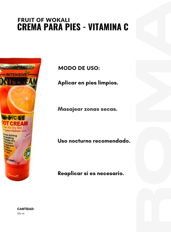 PACK 2 CREMA PARA PIES VITAMINA C Y E 120ML WOKALI - 3
