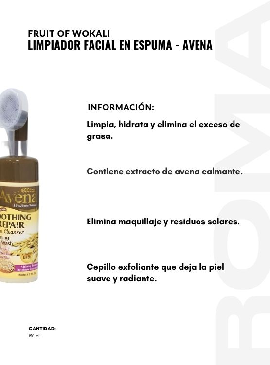 PACK 2 LIMPIADOR FACIAL EN ESPUMA AVENA 150ML WOKALI - 2