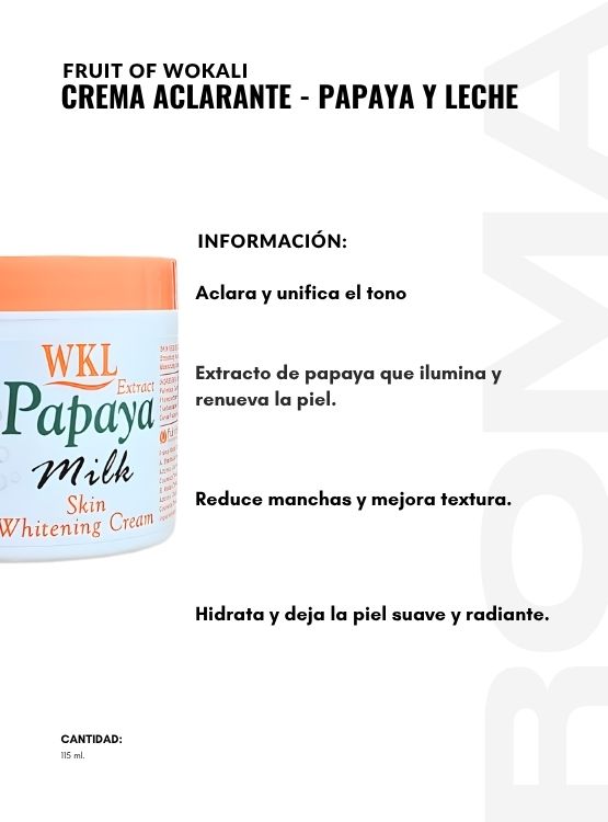 PACK 2 CREMA ACLARANTE PAPAYA Y LECHE 115ML WOKALI - 2