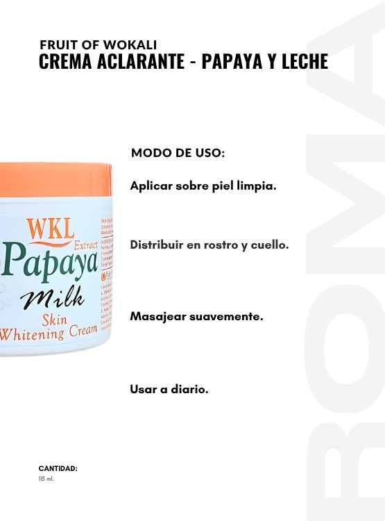 PACK 2 CREMA ACLARANTE PAPAYA Y LECHE 115ML WOKALI - 3