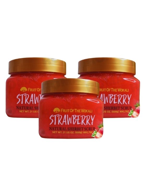 PACK 3 EXFOLIANTE CORPORAL STRAWBERRY 600G WOKALI - 1