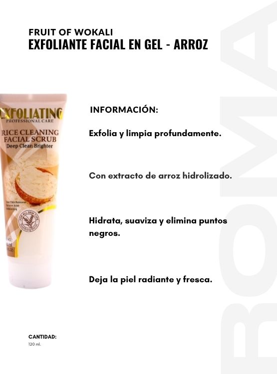 EXFOLIANTE FACIAL EN GEL ARROZ 120ML WOKALI - 2
