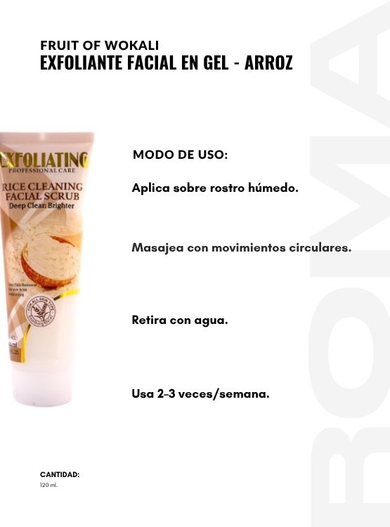 EXFOLIANTE FACIAL EN GEL ARROZ 120ML WOKALI - 3