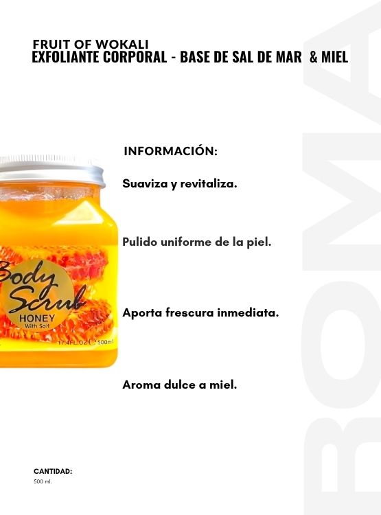 PACK 2 EXFOLIANTE CORPORAL BASE DE SAL DE MAR Y MIEL 500ML WOKALI - 2