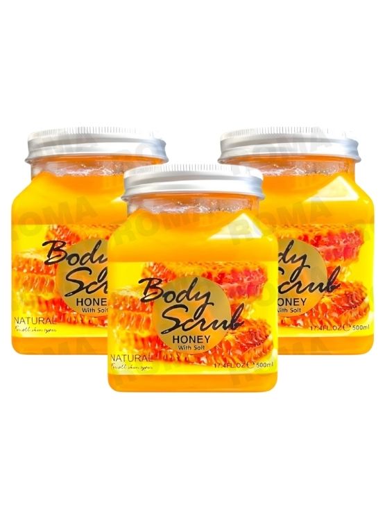 PACK 3 EXFOLIANTE CORPORAL BASE DE SAL DE MAR Y MIEL 500ML WOKALI - 1