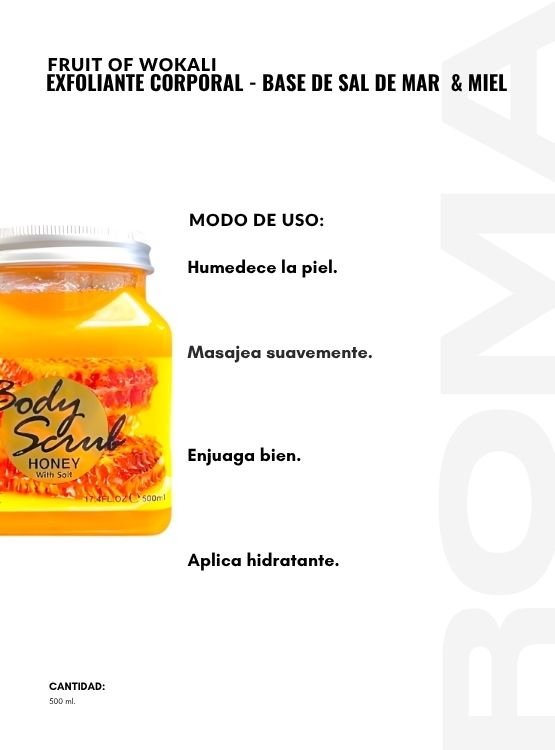 PACK 3 EXFOLIANTE CORPORAL BASE DE SAL DE MAR Y MIEL 500ML WOKALI - 3