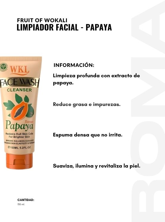 PACK 2 LIMPIADOR FACIAL PAPAYA 150ML WOKALI - 2