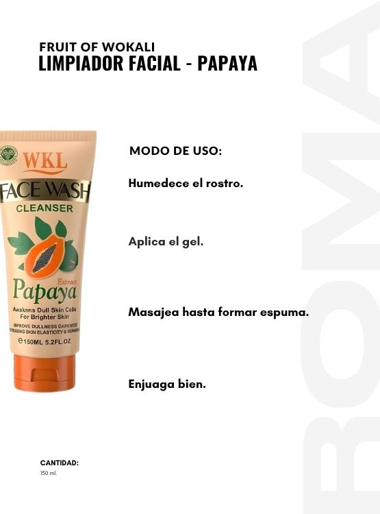 PACK 2 LIMPIADOR FACIAL PAPAYA 150ML WOKALI - 3