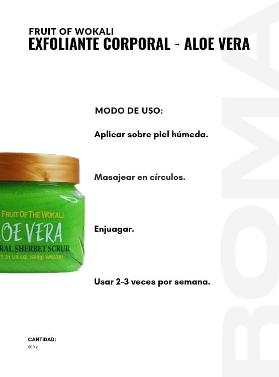 EXFOLIANTE CORPORAL ALOE VERA 600G WOKALI - 3