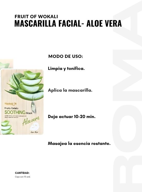 PACK 2 MASCARILLA FACIAL ALOE VERA 10UND WOKALI - 3