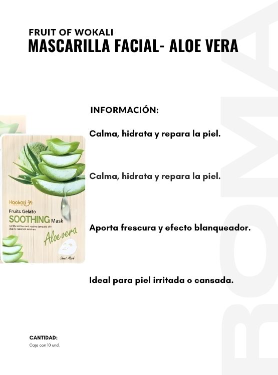 PACK 3 MASCARILLA FACIAL ALOE VERA 10UND WOKALI - 2