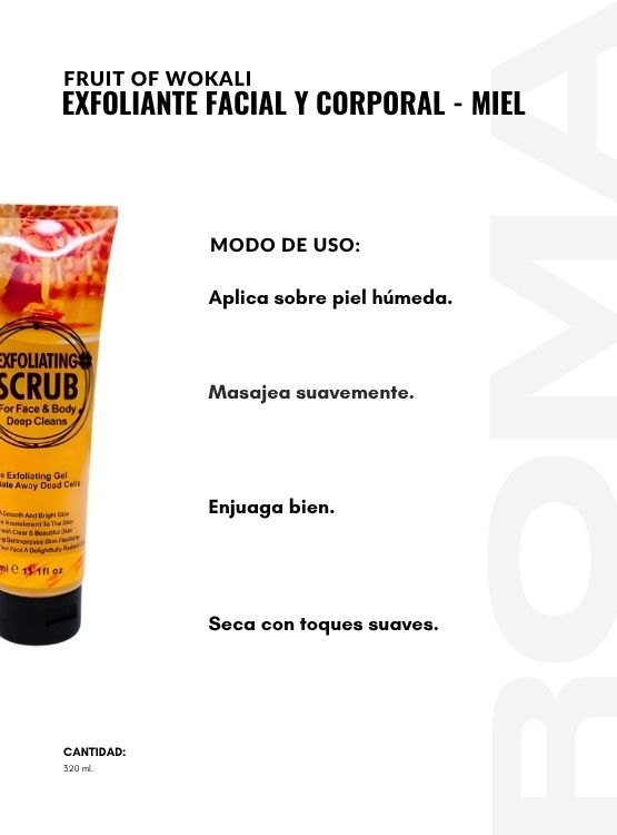 EXFOLIANTE FACIAL Y CORPORAL MIEL 320ML WOKALI - 3