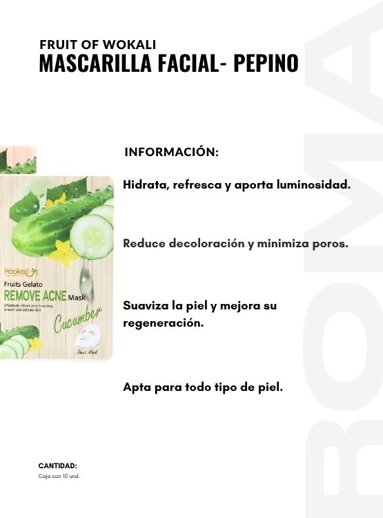 MASCARILLA FACIAL PEPINO 10UND WOKALI - 2
