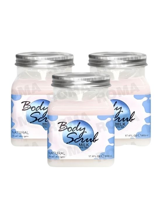 PACK 3 EXFOLIANTE CORPORAL BASE DE SAL DE MAR Y LECHE 500ML WOKALI - 1