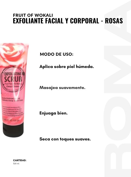 EXFOLIANTE FACIAL Y CORPORAL ROSAS 320ML WOKALI - 3