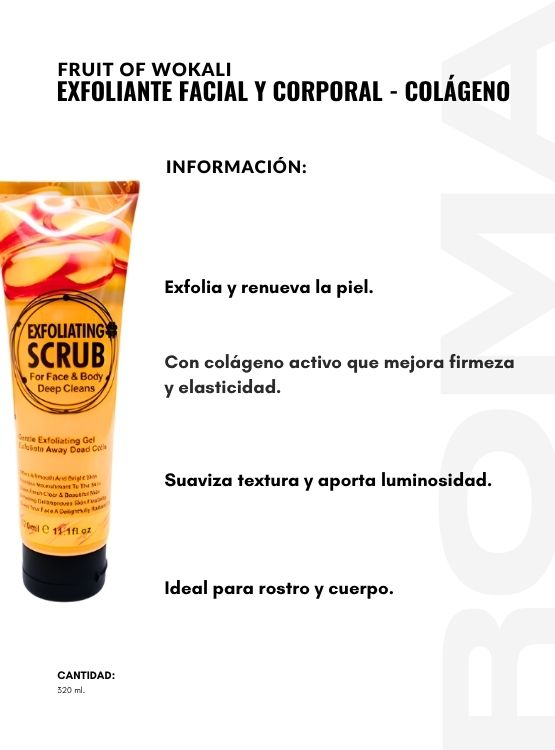 EXFOLIANTE FACIAL Y CORPORAL COLÁGENO 320ML WOKALI - 2