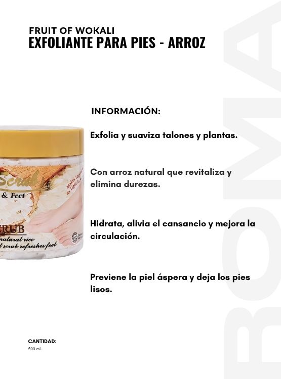 PACK 2 EXFOLIANTE PARA PIES ARROZ 500ML WOKALI - 2