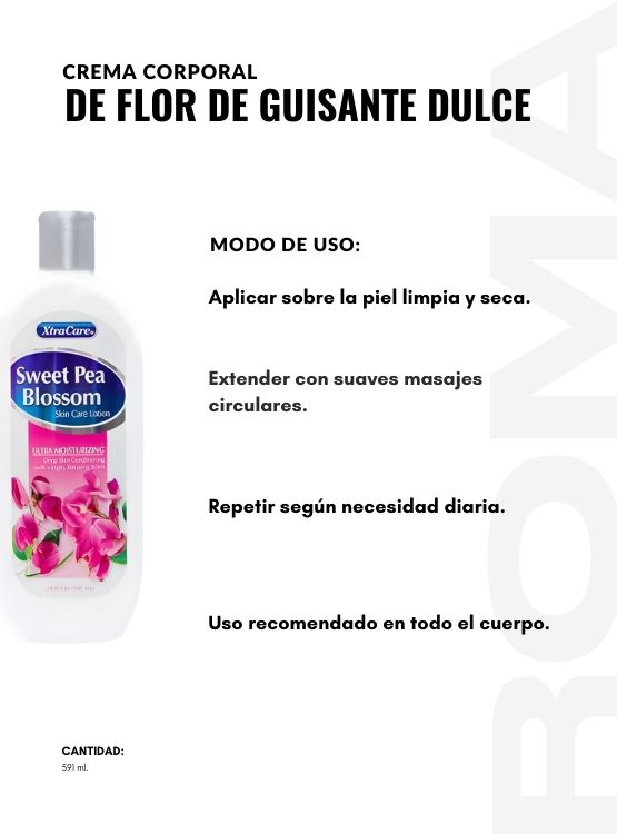 CREMA CORPORAL DE FLOR DE GUISANTE DULCE 591ML XTRACARE - 3