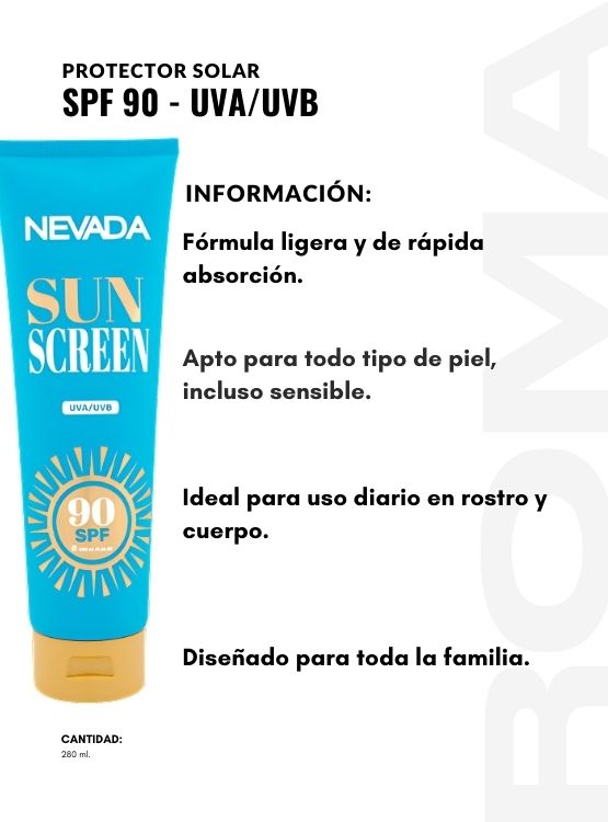 PROTECTOR SOLAR SPF90 – UVA/UVB 280ML NEVADA - 2