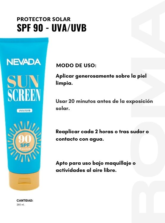 PROTECTOR SOLAR SPF90 – UVA/UVB 280ML NEVADA - 3