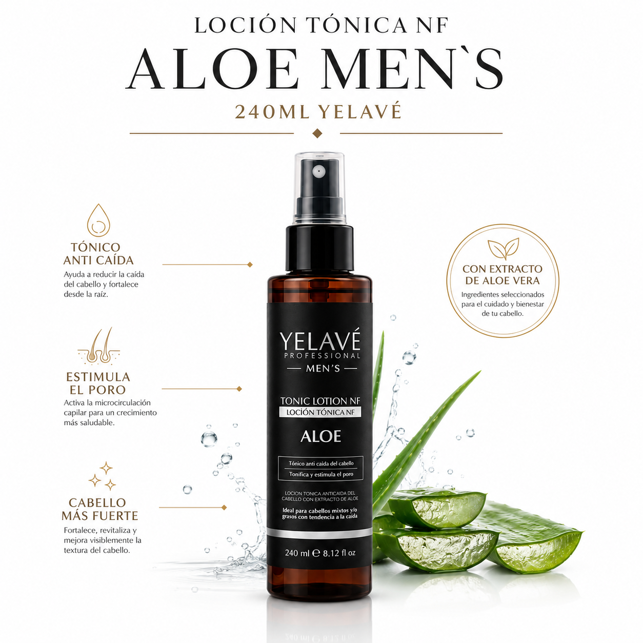 LOCIÓN TÓNICA NF ALOE MEN`S 240ML YELAVÉ - 1