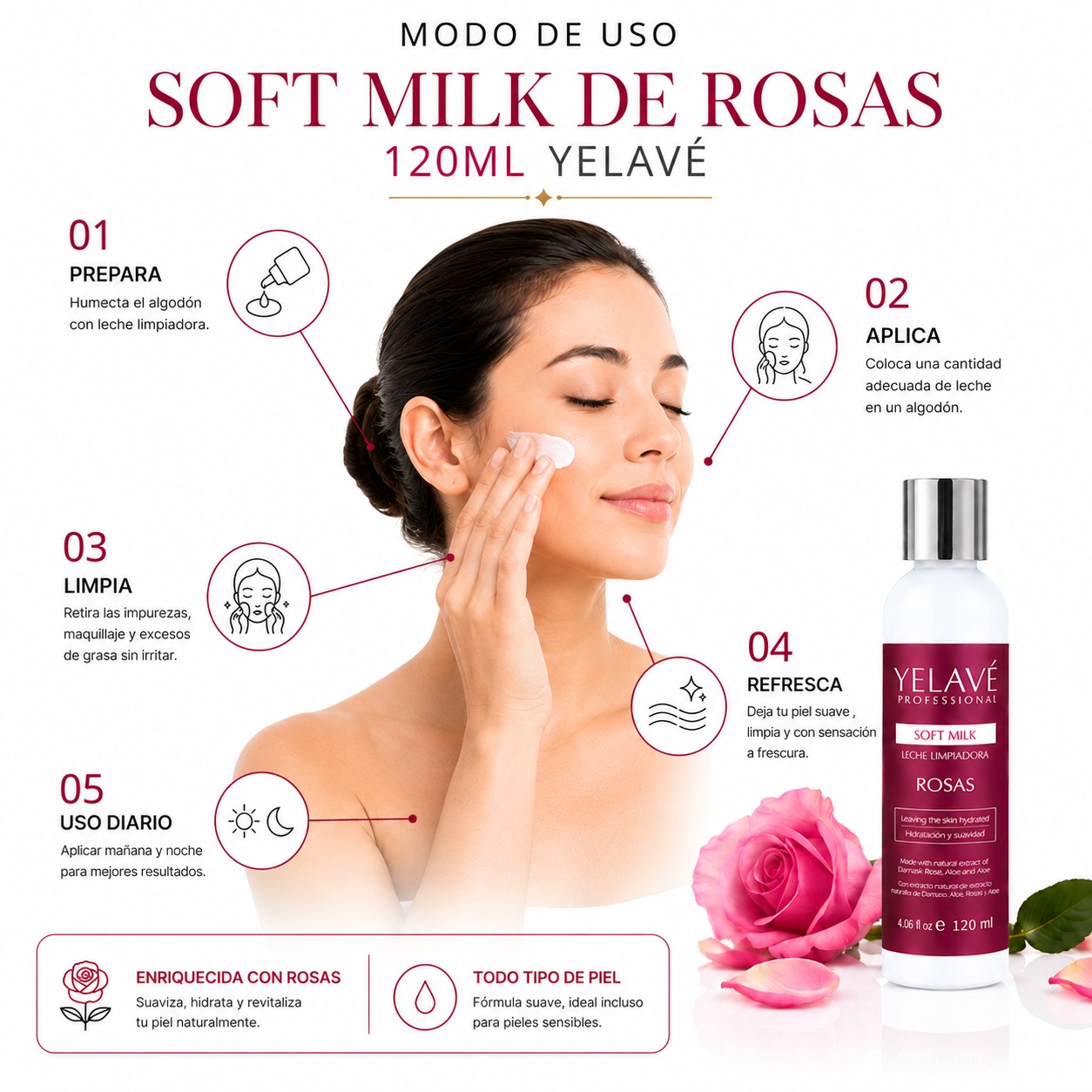 SOFT MILK DE ROSAS 120ML YELAVÉ - 3