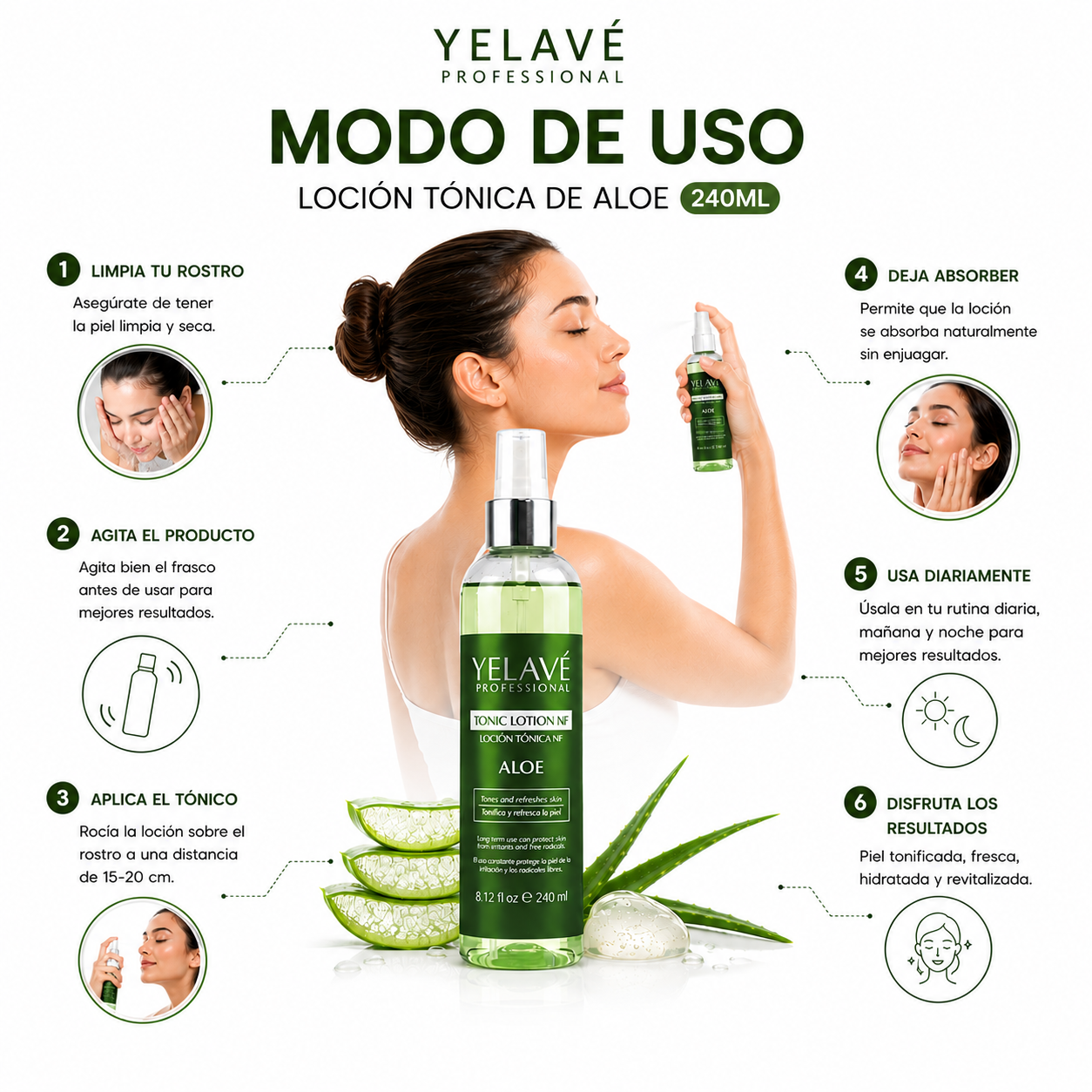 LOCIÓN TÓNICA DE ALOE 240ML YELAVÉ - 3