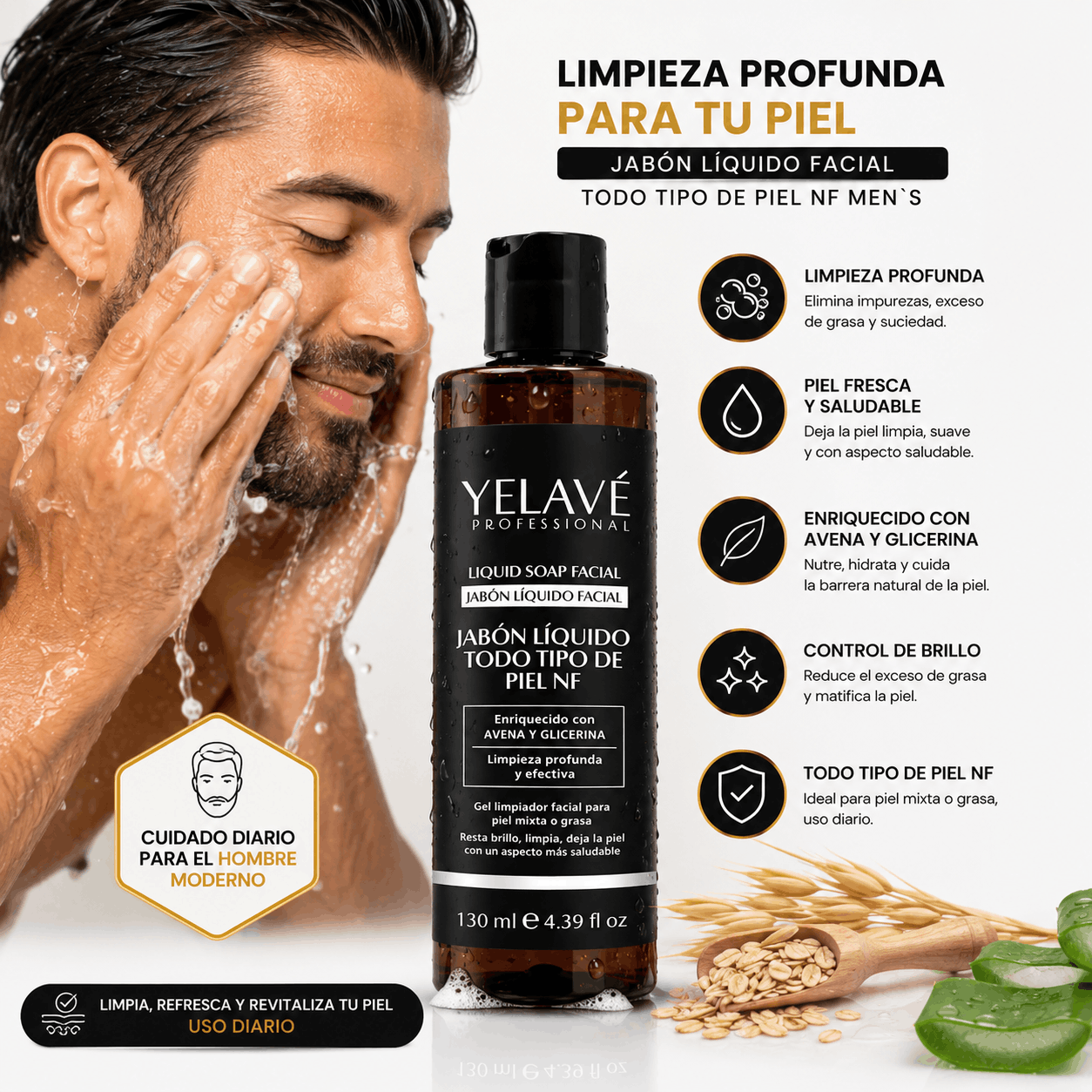 JABÓN LÍQUIDO TODO TIPO DE PIEL NF MEN`S 130ML YELAVÉ - 2