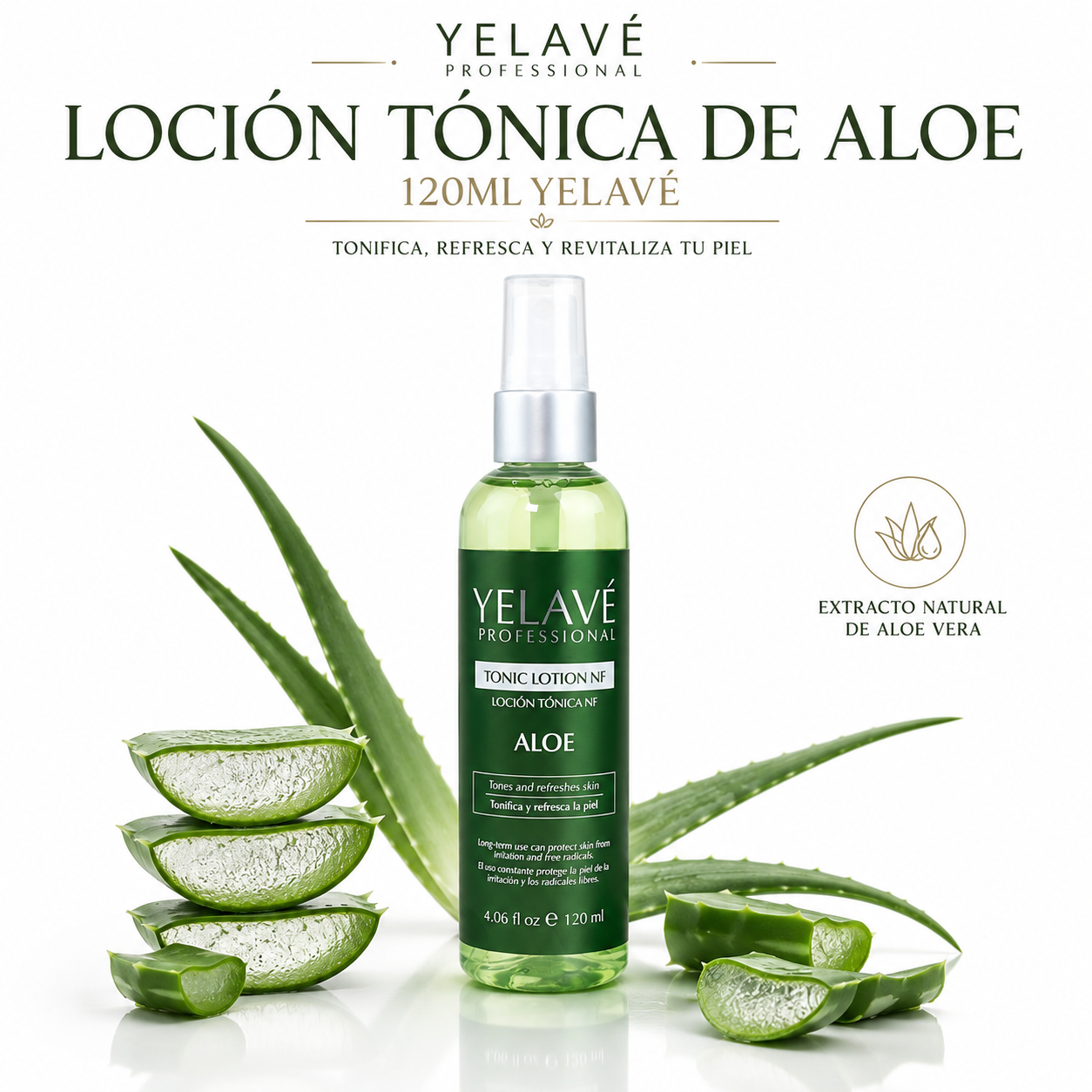 LOCIÓN TÓNICA DE ALOE 120ML YELAVÉ - 1