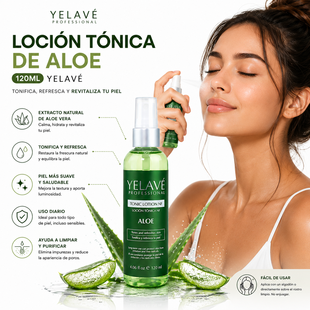 LOCIÓN TÓNICA DE ALOE 120ML YELAVÉ - 2