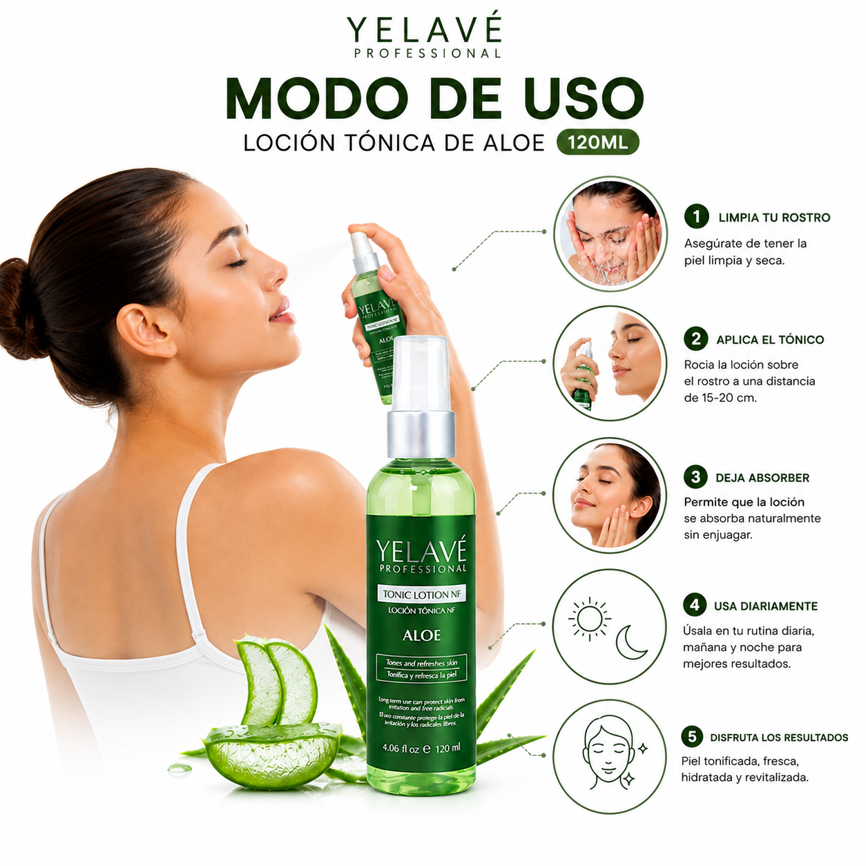 LOCIÓN TÓNICA DE ALOE 120ML YELAVÉ - 3