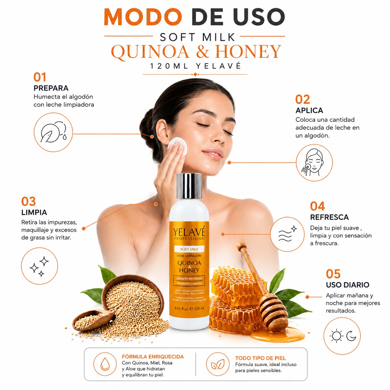 SOFT MILK QUINOA Y HONEY 120ML YELAVÉ - 3