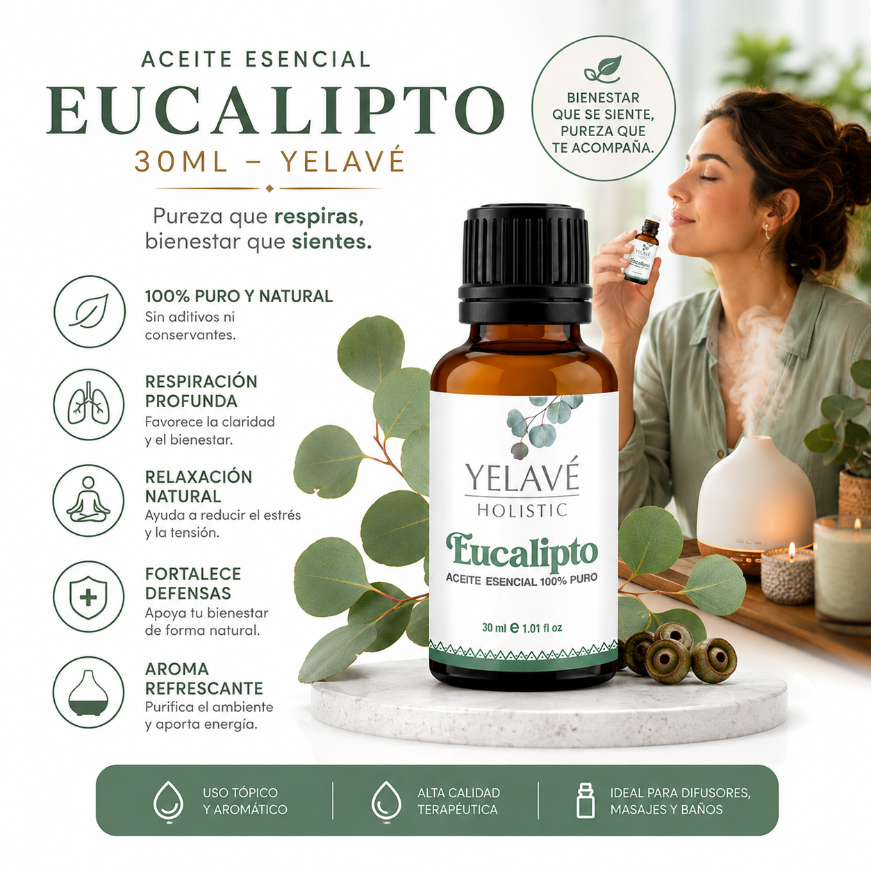ACEITE ESENCIAL EUCALIPTO 30ML YELAVÉ - 2