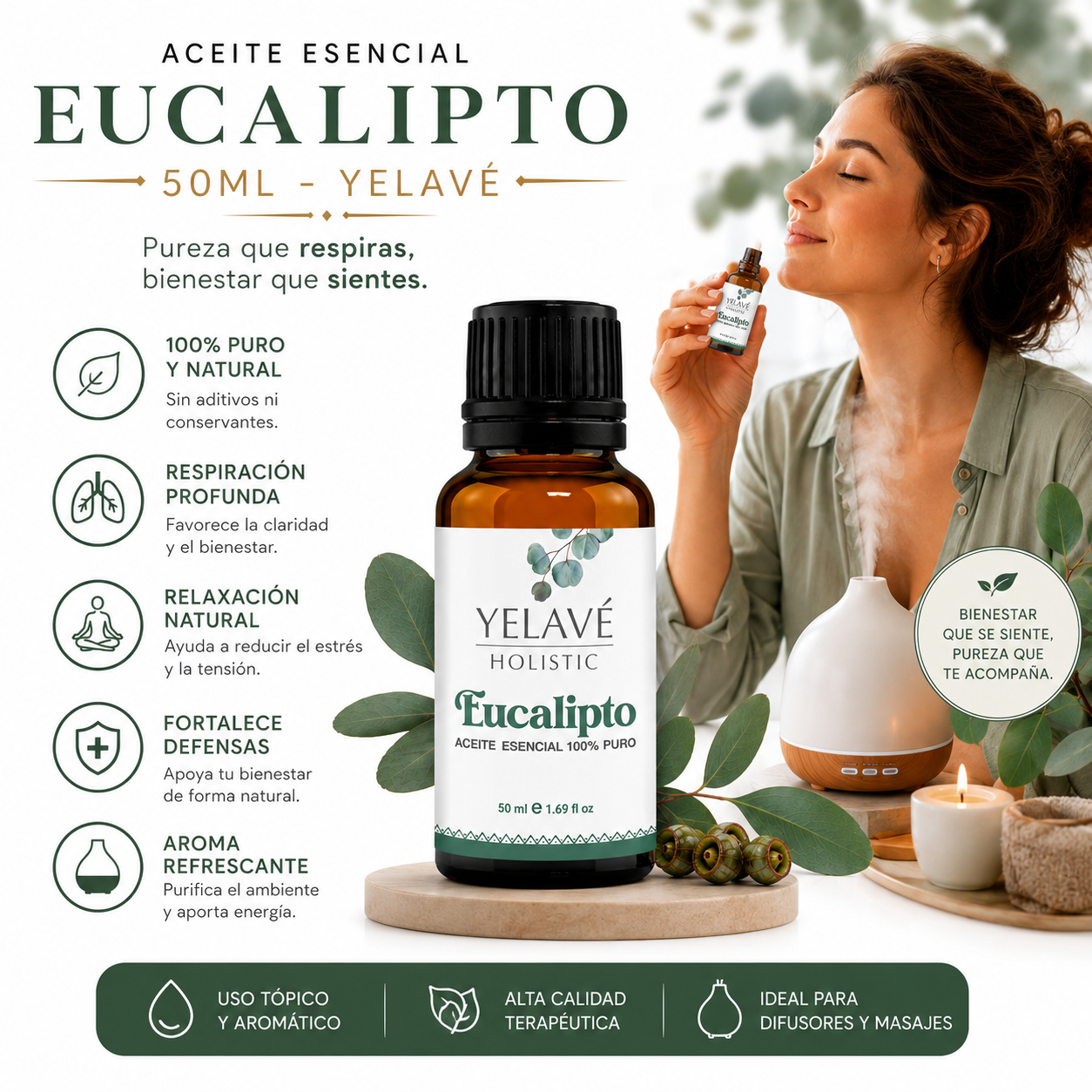 ACEITE ESENCIAL EUCALIPTO 50ML YELAVÉ - 2