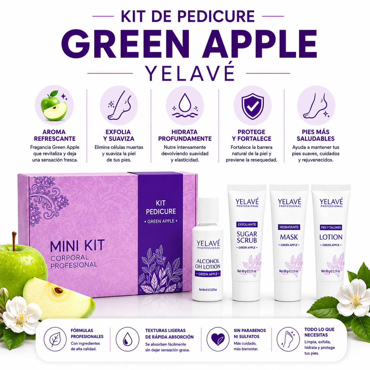 KIT DE PEDICURE GREEN APPLE YELAVÉ - 2