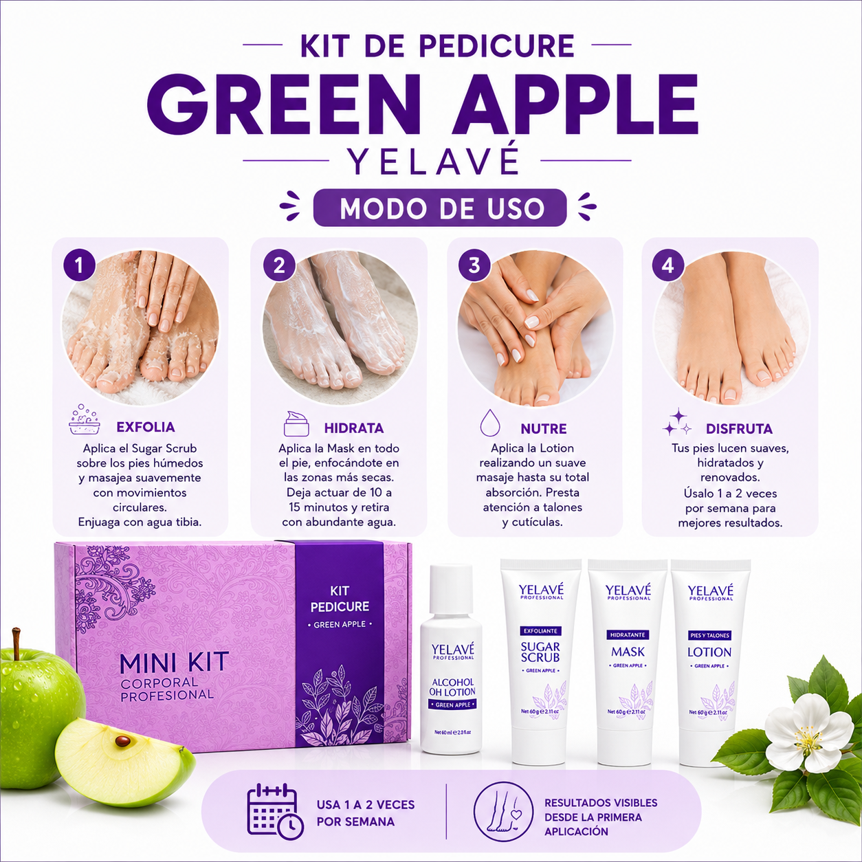 KIT DE PEDICURE GREEN APPLE YELAVÉ - 3