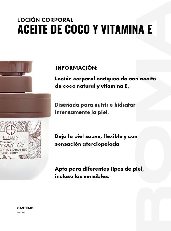 PACK 2 LOCIÓN CORPORAL ACEITE DE COCO Y VITAMINA E 300ML ESTELIN - 2