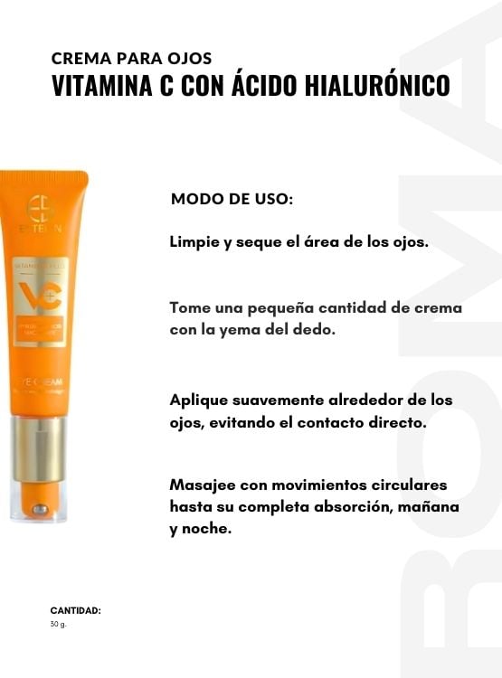 PACK 3 CREMA PARA OJOS VITAMINA C CON ÁCIDA HIALURÓNICO 30G ESTELIN - 3