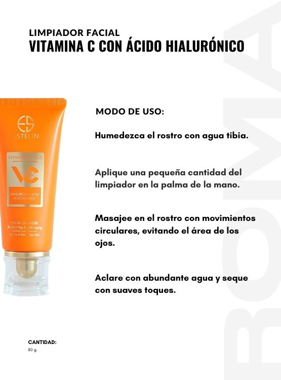 PACK 2 LIMPIADOR FACIAL VITAMINA C ÁCIDO HIALURÓNICO 80G ESTELIN - 3