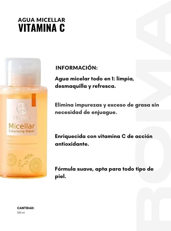 PACK 3 AGUA MICELAR VITAMINA C 300ML ESTELIN - 2