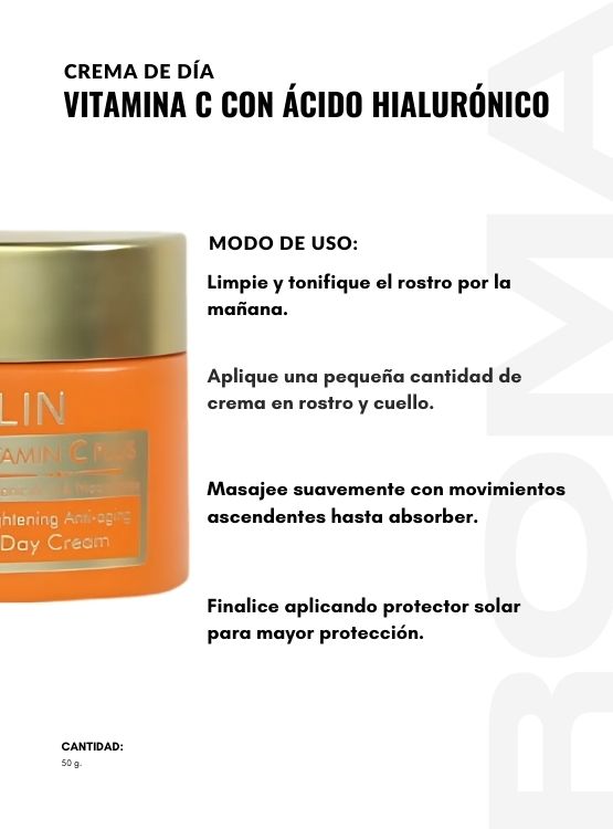 CREMA DE DÍA VITAMINA C CON ÁCIDA HIALURÓNICO 50G ESTELIN - 3