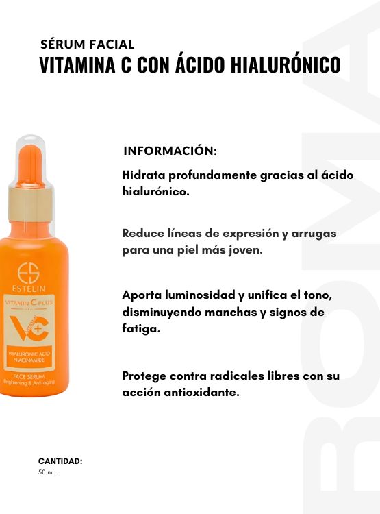 PACK 2 SÉRUM FACIAL VITAMINA C CON ÁCIDO HIALURÓNICO 50ML ESTELIN - 2