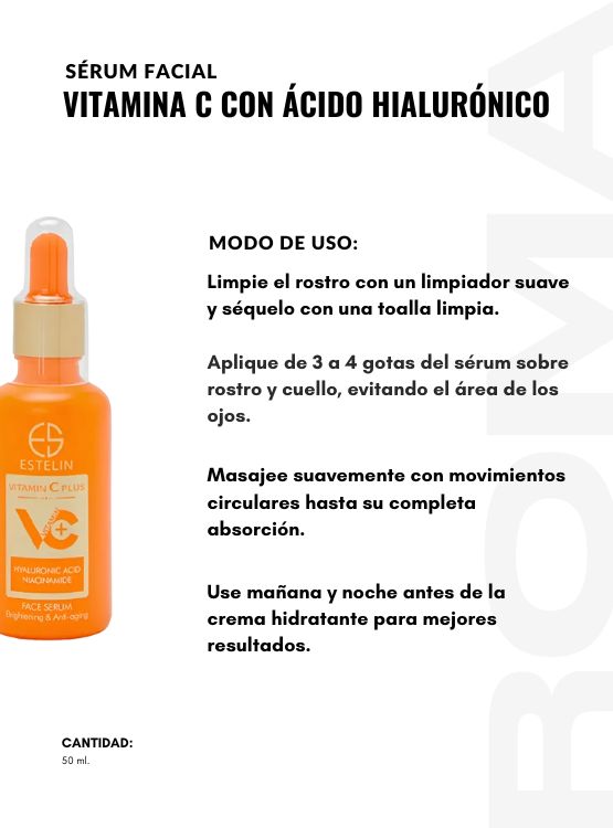 PACK 2 SÉRUM FACIAL VITAMINA C CON ÁCIDO HIALURÓNICO 50ML ESTELIN - 3