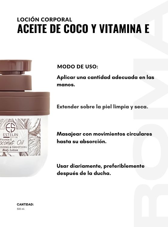 LOCIÓN CORPORAL ACEITE DE COCO Y VITAMINA E 300ML ESTELIN - 3