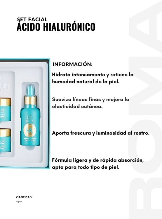 SET FACIAL ÁCIDO HIALURÓNICO 4 PCS ESTELIN - 2