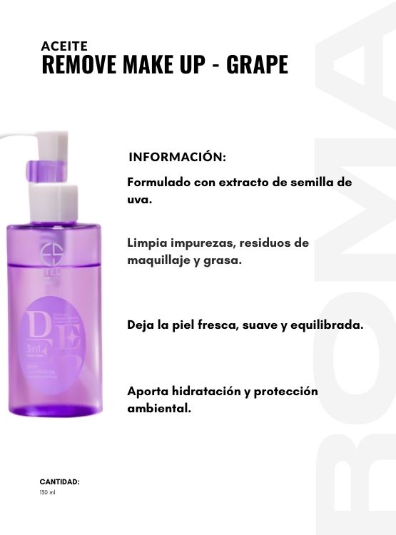 PACK 3 ACEITE REMOVE MAKE UP - GRAPE 130ML ESTELIN - 2