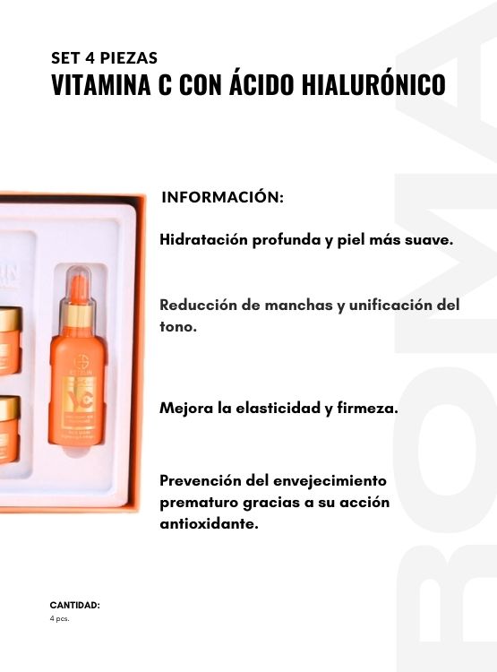 SET 4 PIEZAS VITAMINA C CON ÁCIDO HIALURÓNICO 4PCS ESTELIN - 2