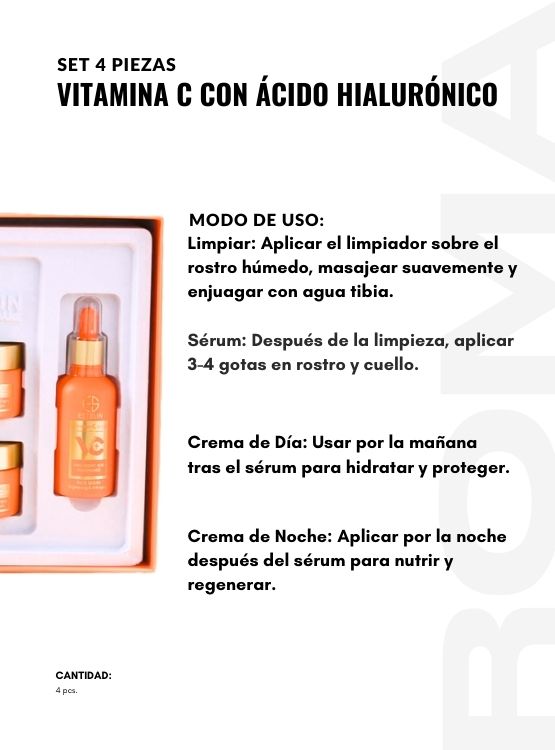 SET 4 PIEZAS VITAMINA C CON ÁCIDO HIALURÓNICO 4PCS ESTELIN - 3
